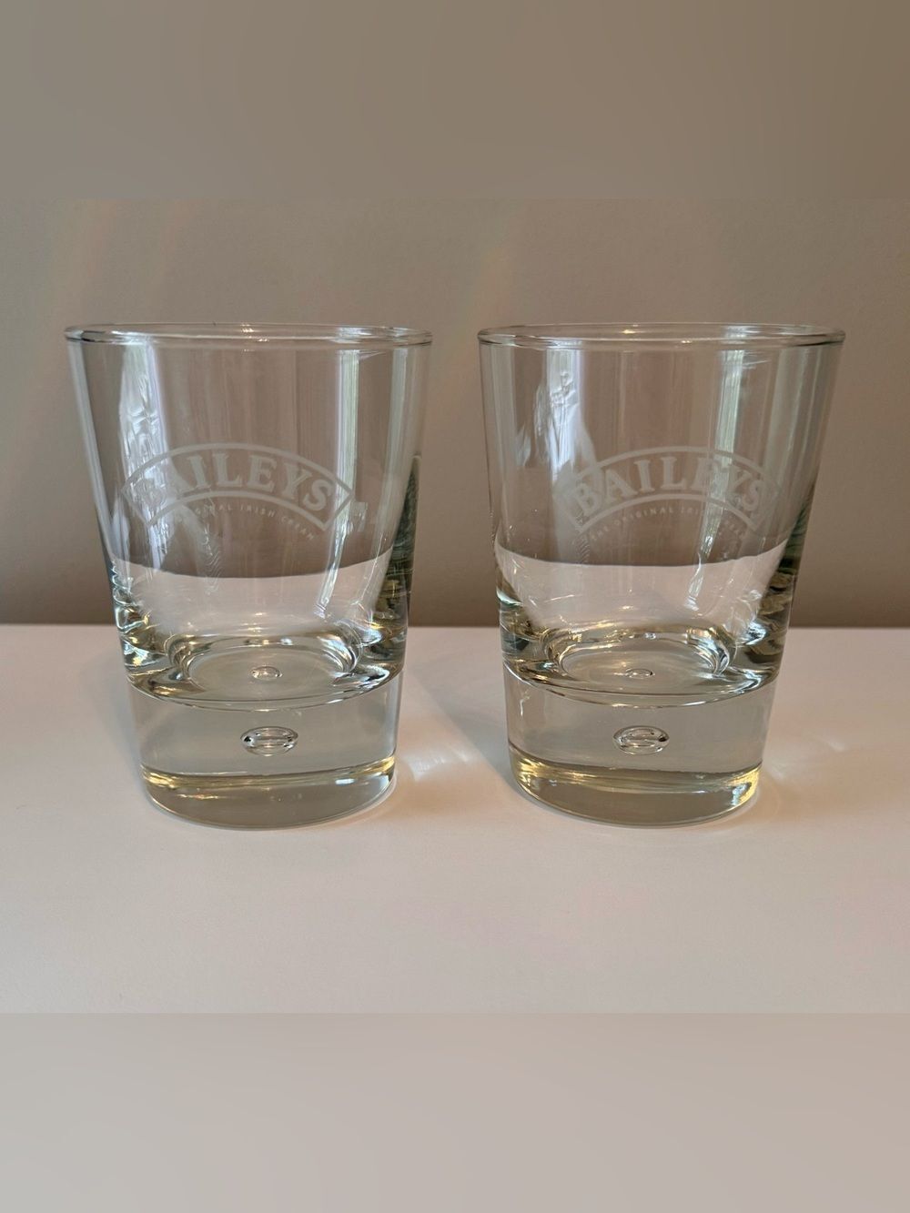 Kitchen: Baileys Highball Clear Glass Drink Set with Trapped Bubble in Base